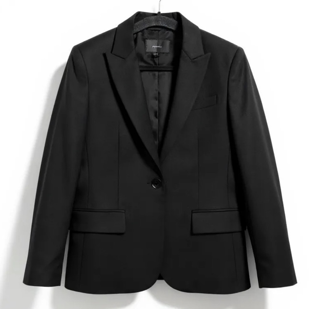 Theory Stretch Wool‎ Blend One Button Tailored Bl… - image 1